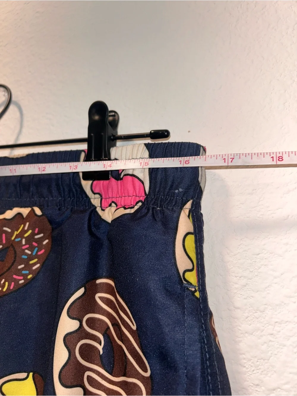 Men's Navy Donut Print Swim Trunks with Red Drawstring